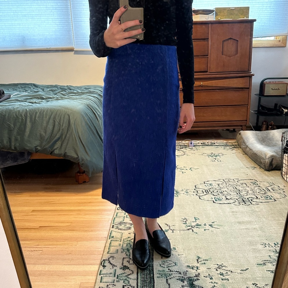 Stylenanda Fuzzy Blue Midi Skirt